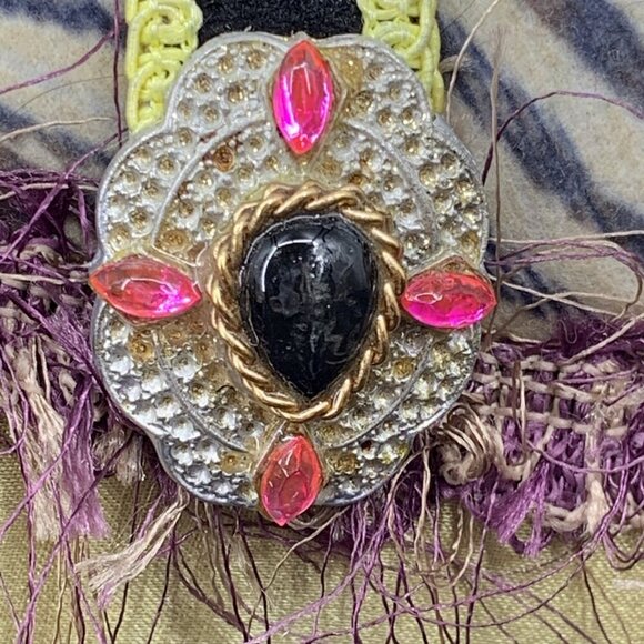 Mary Frances Hardshell Handbag with Beaded Shoulder Strap 8" Vintage - Picture 3 of 12